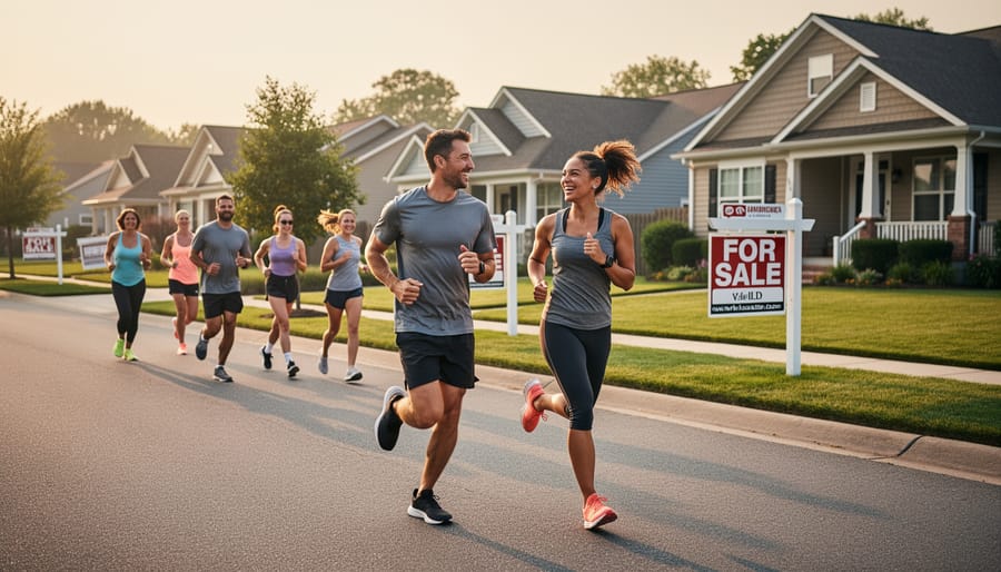 Group of runners gathering together in park for community run