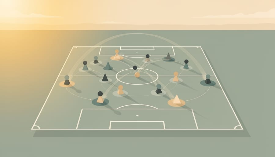 Silhouette of a soccer player on a field at dusk representing flowing play and community energy